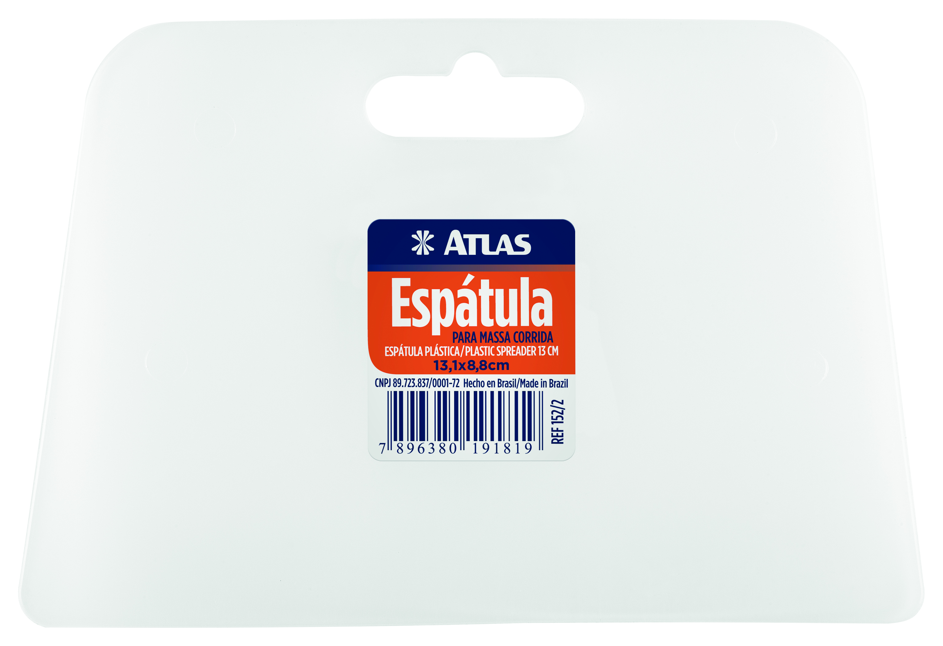 Espátula plástica para massa corrida.